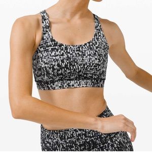 Lululemon Womens Energy Sports Bra Size 10 Urban Block Ice Grey Black
